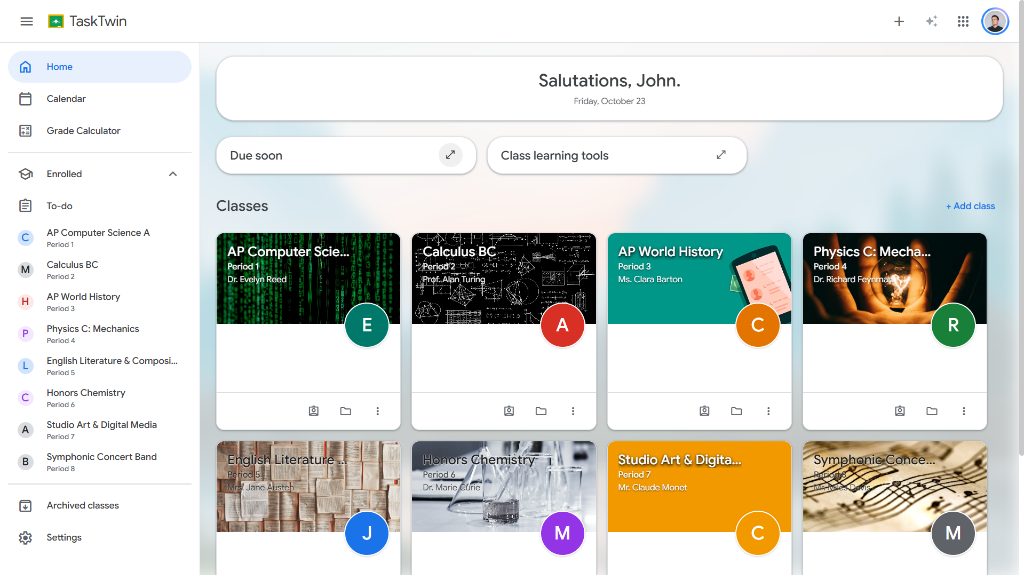 Google Classroom original default light mode